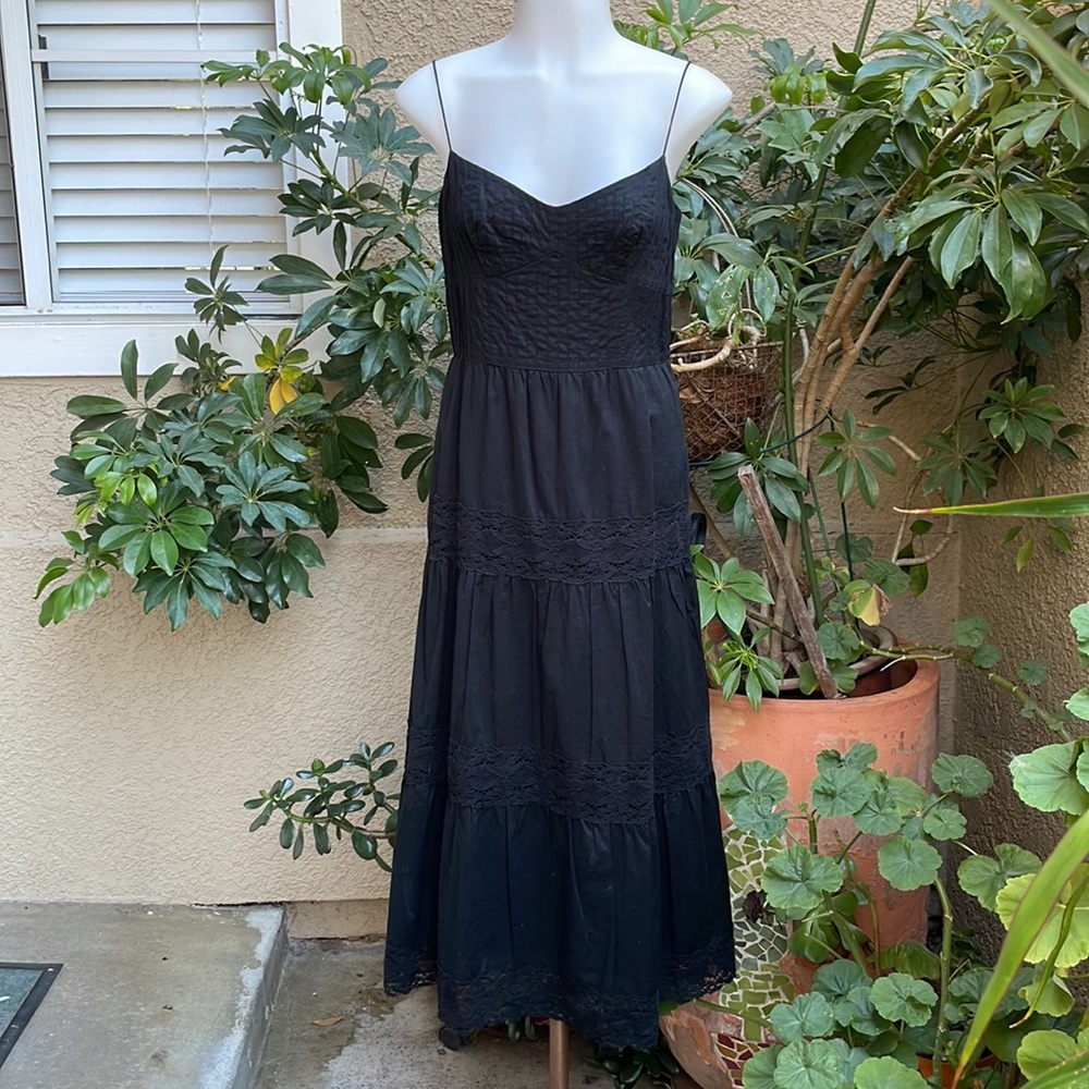 Vintage black Loft Ann Taylor cotton maxi dress